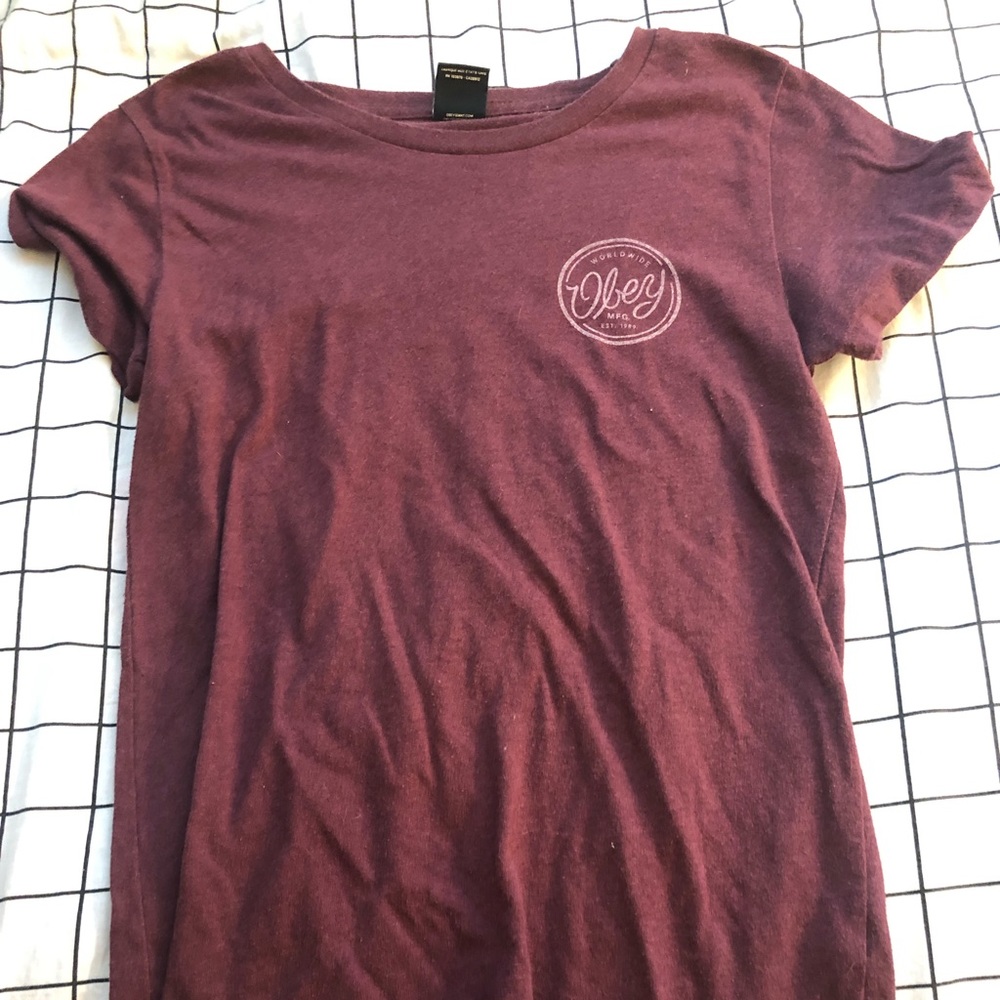 maroon obey shirt